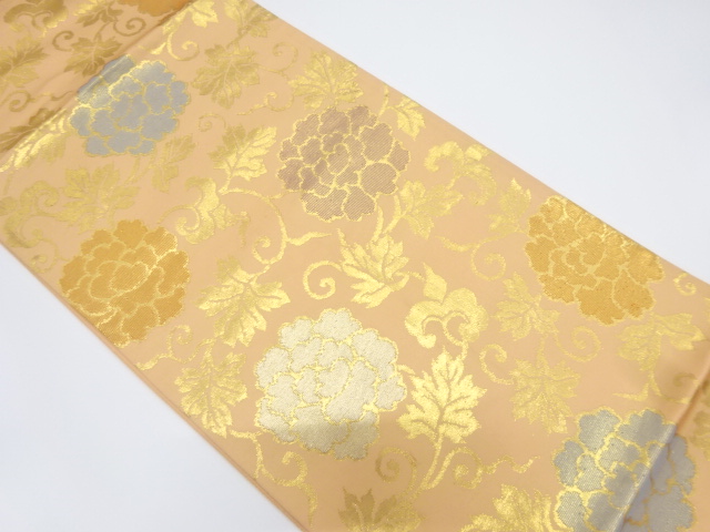 JAPANESE KIMONO / VINTAGE FUKURO OBI / SILK / WOVEN FLOWER ARABESQUE